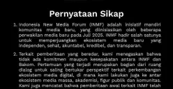 Indonesia New Media Forum (INMF) mendadak menjadi sorotan usai sejumlah media digital dan akun media sosial disebut tergabung dalam forum itu. (Sumber: Instagram/@inmfd.id)