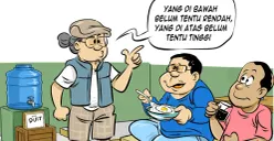 Ilustrasi Obrolan Warteg, Sabtu, 16 Mei 2026: Yang di bawah belum tentu rendah, yang di atas belum tentu tinggi. (Sumber: Poskota/Arif Setiadi)