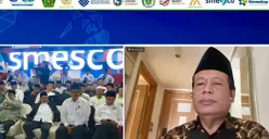 Potret Ketua Umum Inkopontren, KH. Marsudi Syuhud (kanan) dalam Rakornas Inkopontren 2026 pada Rabu, 20 Mei 2026. (Sumber: YouTube/ Santri Mendunia)