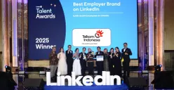 TelkomGroup kembali menorehkan prestasi dalam LinkedIn Talent Awards 2025 di The St. Regis Jakarta, Kamis, 7 Mei 2026. (Sumber: Dok. Telkom)