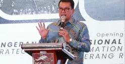 Bupati Tangerang, Maesyal Rasyid saat berpidato dalam acara Tangerang International Development Seminar (TIDS), di Indonesia Convention Exhibition (ICE) BSD City, Kecamatan Pagedangan, Senin, 25 Mei 2026. (Sumber: Istimewa)