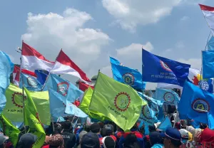 Para buruh akan menggelar perayaan Hari Buruh Internasional 2026 besok, Jumat, 1 Mei 2026 di Monas. (Sumber: Poskota/Pandi Ramedhan)