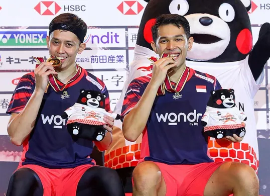 Pasangan ganda putra Indonesia, Fajar Alfian dan Muhammad Rian Ardianto. (Sumber: Instagram/@badminton.ina)