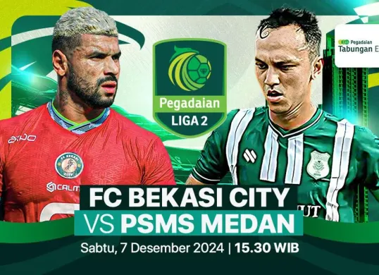 Link live streaming pertandingan Bekasi City vs PSMS Medan, pada pekan ke-14 Liga 2 2024-2025.  (Sumber: Vidio)