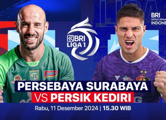 Link live streaming pertandingan Persebaya vs Persik Kediri, pada pekan ke-14 Liga 1 2024-25. (Sumber:  | Foto: Vidio)