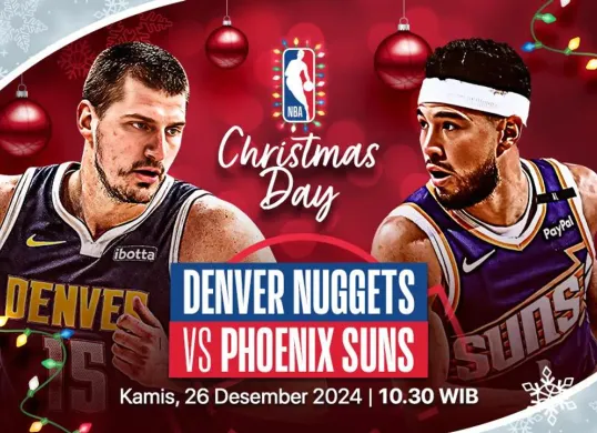 Link live streaming pertandingan NBA 2024-25 antara Phoenix Suns melawan Denver Nuggets.  (Sumber:  | Foto: Vidio)