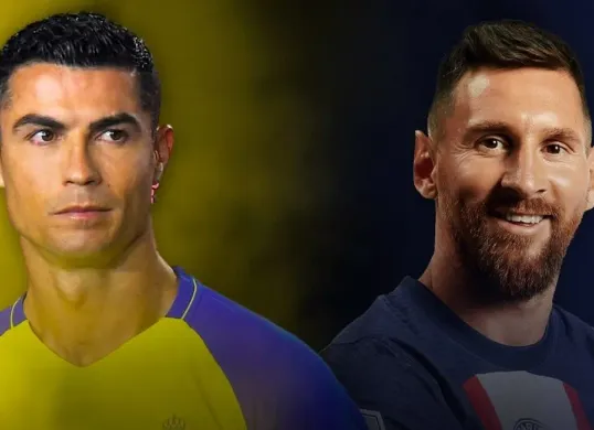 Cristiano Ronaldo diserang balik akun Liga 1 Prancis dengan foto Lionel Messi. (Sumber: X/@Globe_Soccer)