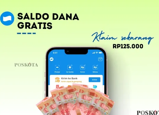 Klaim DANA kaget berisi saldo e-wallet Rp125.000. (Sumber: Poskota/Della Amelia)
