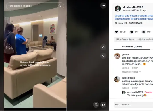 Lisa Mariana Terekam Video Sedang Daftar untuk Operasi Potong Lambung, Langsung Dibanjiri Hujatan Netizen (Sumber: TikTok/@akudandia8920)