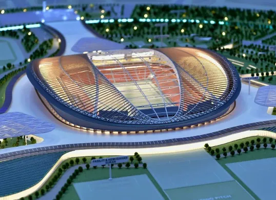 Maket Stadion Shah Alam yang akan dibangun ulang Pemerintah Malaysia dengan teknologi modern. (Sumber: Bharian.com.my)