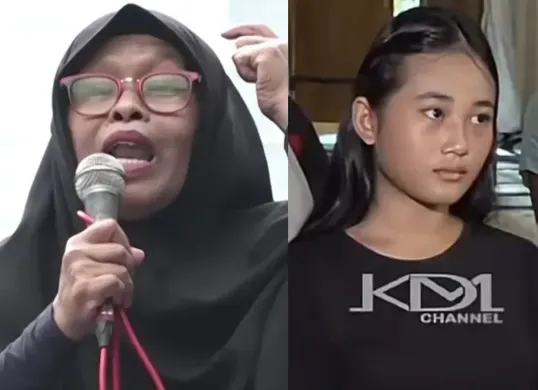 Aura Cinta saat melakukan protes terhadap Gubernur Jawa Barat Dedi Mulyadi dalam sebuah acara terbuka di Bekasi. (Sumber: Youtube/KDM)