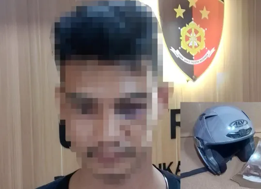Yayan, tersangka pencurian helm di area parkir Aeon Mall Cikarang, Kabupaten Bekasi. (Sumber: Istimewa)
