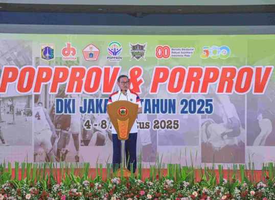 Gubernur Jakarta, Pramono Anung membuka POPPROV Jakarta dan PORPROV Jakarta 2025 di GOR Soemantri, Jakarta Selatan, Senin, 4 Agustus 2025. (Sumber: Dok. Kominfotik Pemprov Jakarta)
