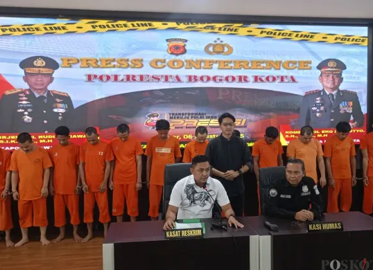 Konferensi pers curanmor di Mapolresta Bogor Kota, Rabu, 6 Agustus 2025. (Sumber: Poskota/Giffar Rivana)