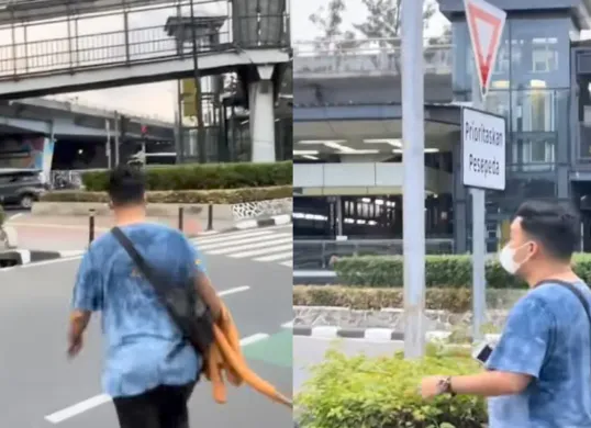 Tangkap layar terduga pelaku pelecehan verbal terhadap seorang perempuan direkam korbannya di kawasan Grogol, Jakarta Barat.
