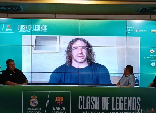 Konferensi pers Clash of Legends antara legenda Real Madrid VS legenda Barcelona di SUGBK, Jakarta Pusat, Jumat, 8 Agustus 2025. (Sumber: Poskota/Ali Mansur)