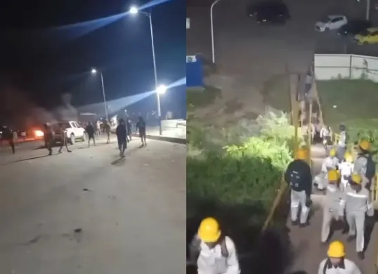 Tangkap layar puluhan orang bersenjata tajam melakukan aksi anarkis dan penjarahan aset PT Indonesia Morowali Industrial Park (IMIP) pada Kamis malam, 8 Agustus 2025.