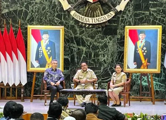 Wakil Gubernur Jakarta, Rano Karno saat menyampaikan sambutan pada Acara JITEX 2025 di Balai Kota Jakarta, Selasa, 12 Agustus 2025. (Sumber: Poskota/Muhammad Tegar Jihad)