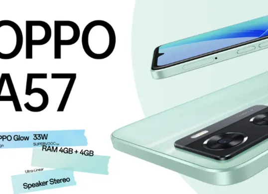 Cek spesifikasi lengkap OPPO A57 chipset Dimensity 810, kamera 13MP, RAM 8GB, dan keunggulan lainnya. Apakah worth dibeli. (Sumber: oppo.com)