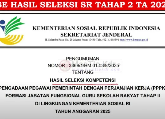 Hasil Seleksi Kompetensi Tambahan PPPK Guru Sekolah Rakyat Tahap 2 2025 Resmi Diumumkan (Sumber: Youtube/@Mastio KDR)