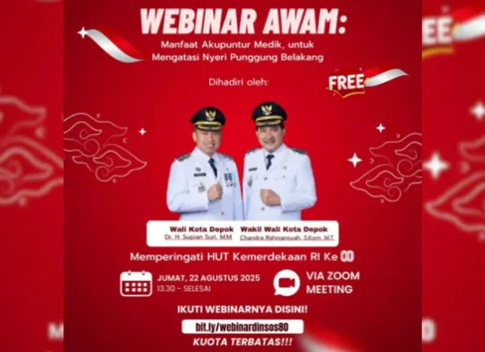 Rayakan HUT RI ke-80, Dinsos Depok berikan terapi akupunktur gratis di Balai Kota 23 Agustus 2025. (Sumber: Instagram/@dinsosdepok)