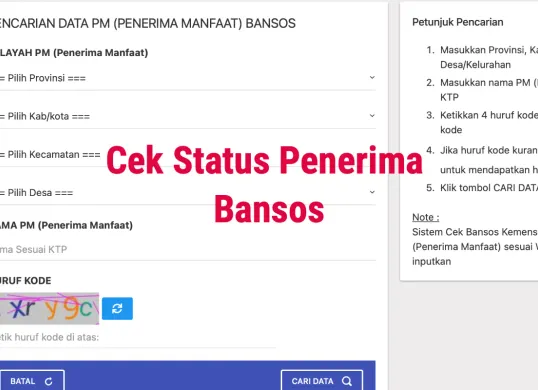 Ilustrasi cara cek status penerima bantuan sosial (bansos). (Sumber: Cek Bansos)