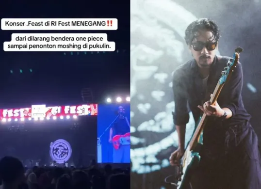 Viral di medsos, Awan .Feast tegur aparat yang lakukan tindakan represif kepada penonton yang sedang moshing di konser R-I 2025. (Sumber: Instagram)