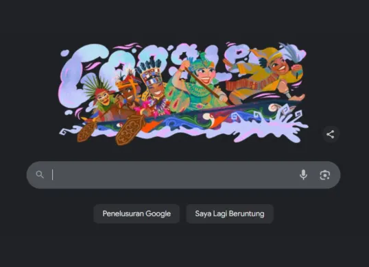 Google rayakan HUT RI Ke-80 dengan doodle pacu jalur (Sumber: Screenshot Google)