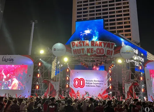 Suasana di kawasan Bundaran HI, Jakarta Pusat, Minggu 17 Agustus 2025. (Sumber: POSKOTA | Foto: Pandi Ramedhan)