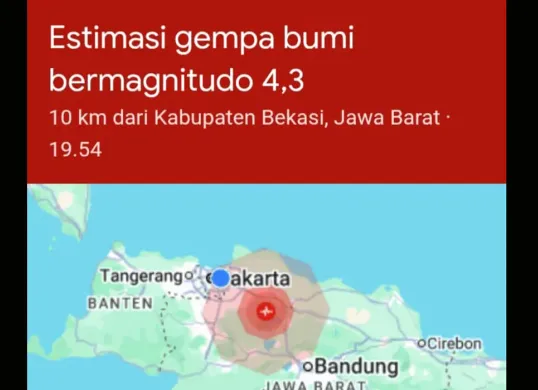 Gempa mengguncang Kabupaten Bekasi, Jawa Barat, pada Rabu malam, 20 Agustus 2025.
