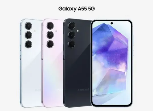 Samsung Galaxy A55 5G hadir dengan desain tipis dan layar AMOLED 120Hz, cocok untuk anak muda dan profesional. (Sumber: Pinterest)