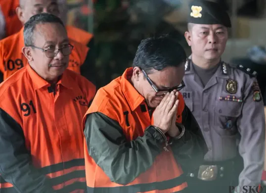 Wamenaker Immanuel Ebenezer ditetapkan KPK sebagai tersangka kasus pemerasan di Gedung Merah Putih, Kelurahan Guntur, Kecamatan Setiabudi, Jakarta Selatan, Jumat, 22 Agustus 2025. (Sumber: Poskota/Bilal Nugraha Ginanjar)