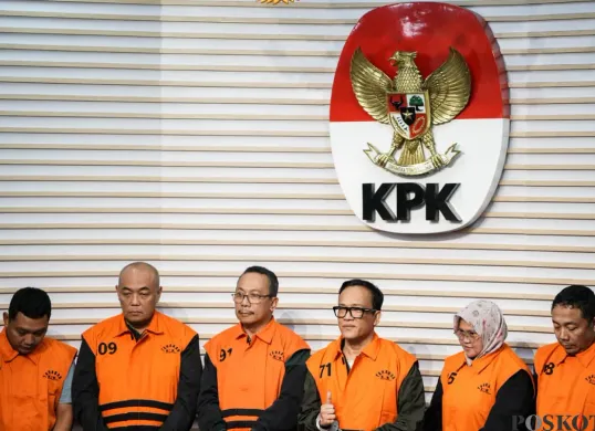Wamenaker Immanuel Ebenezer ditetapkan KPK sebagai tersangka kasus pemerasan di Gedung Merah Putih, Kelurahan Guntur, Kecamatan Setiabudi, Jakarta Selatan, Jumat, 22 Agustus 2025. (Sumber: Poskota/Bilal Nugraha Ginanjar)