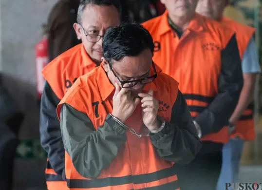 Wamenaker Immanuel Ebenezer ditetapkan KPK sebagai tersangka kasus pemerasan di Gedung Merah Putih, Kelurahan Guntur, Kecamatan Setiabudi, Jakarta Selatan, Jumat, 22 Agustus 2025. (Sumber: Poskota/Bilal Nugraha Ginanjar)