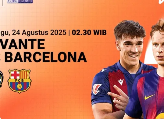 Live streaming Levante vs Barcelona di pekan kedia LaLiga 2025/2026 (Sumber: Vidio.com)