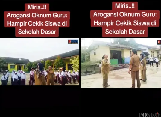 Viral Oknum Guru SD di Lampung Diduga Hendak Cekik Salah Satu Siswa Saat Upacara Berlangsung (Sumber: TikTok/sorotanlampung)