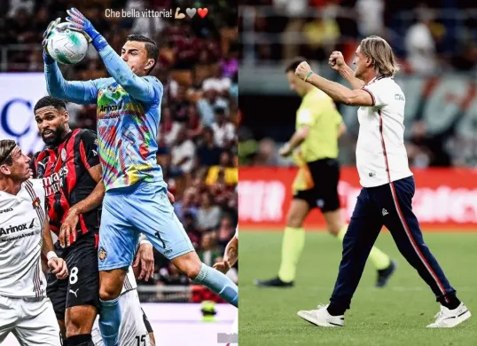 Kiper Timnas Indonesia, Emil Audero tampil gemilang bawa Cremonese menang lawan AC Milan di Serie A. (Sumber: kolase Instagram)