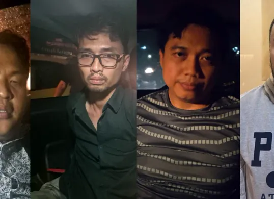 Tampang empat aktor intelektual kasus penculikan dan pembunuhan Ilham Pradipta yang ditangkap Jatanras Polda Metro Jaya. (Sumber: Dok Polda Metro Jaya)