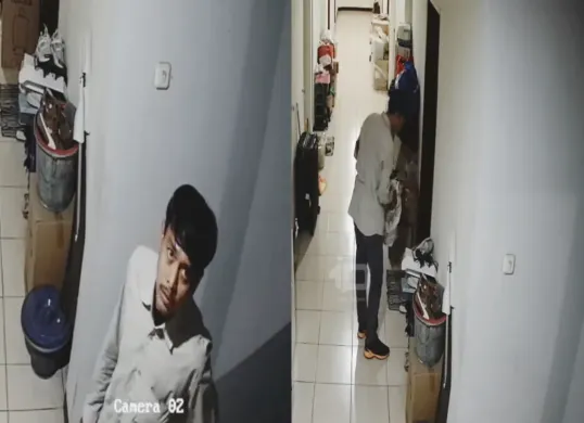 Potret pelaku pencurian sepatu di Depok yang tertangkap oleh rekaman CCTV. (Sumber: Instagram/@infodepok_id)