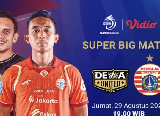 Link streaming Dewa United vs Persija Jakarta pekan keempat BRI Super League 2025/2026 eksklusif di Vidio (Sumber: Dok/Vidio.com)