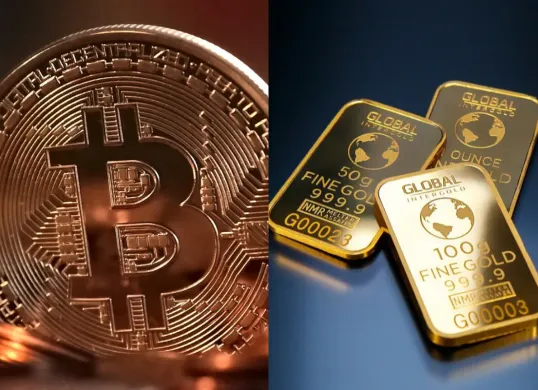 Ilustrasi instrumen investasi emas dan cryptocurrency. (Sumber: Pixabay)