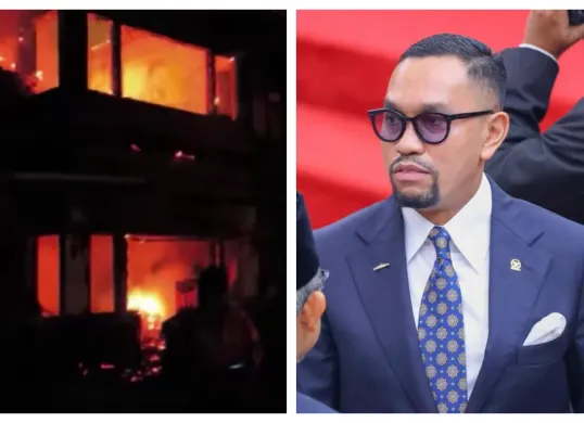 Media sosial tengah dihebohkan oleh beredarnya video viral yang disebut-sebut rumah milik anggota DPR RI, Ahmad Sahroni dibakar massa. (Sumber: X/@Zer0failed dan @ahmadsahroni88)