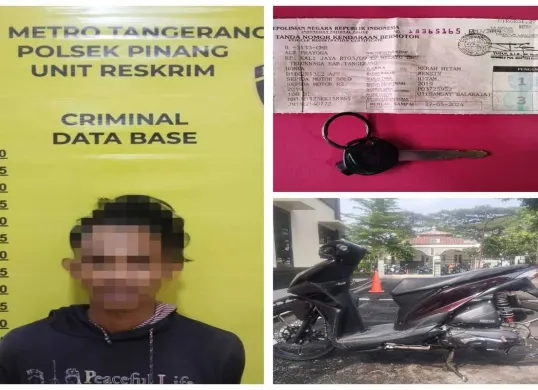 Tampang pelaku pencurian kendaraan bermotor (curanmor), berinisial R, 24 tahun, yang berhasil ditangkap usai sempat buron selama kurang lebih enam bulan. (Sumber: Polsek Pinang)