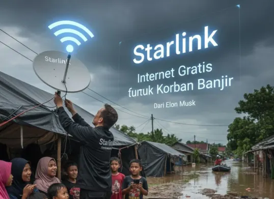 Cara daftar internet gratis Starlink bagi korban banjir Sumatera. (Sumber: Gemini AI)