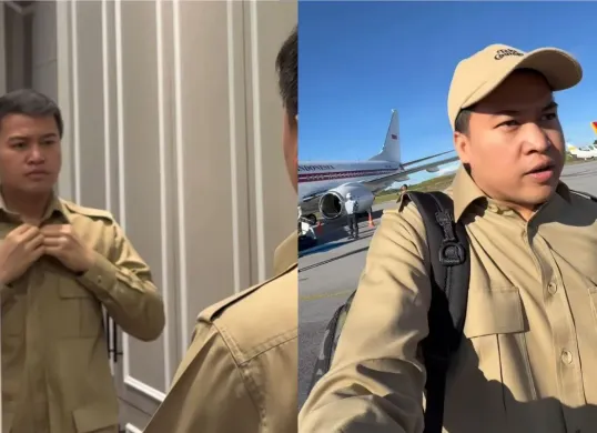 Aspri Presiden Prabowo, Agung Surahman membuat konten vlog di lokasi banjir Sumatra, kini kena rujak netizen. (Sumber: tangkapan layar)