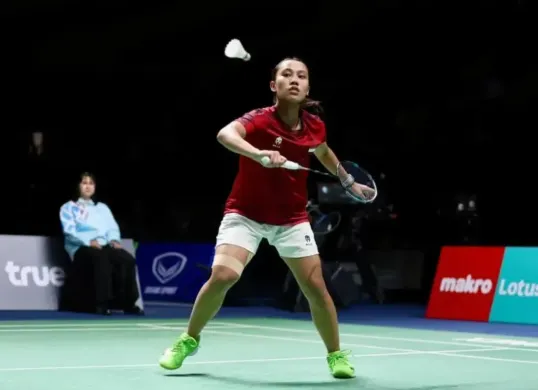 Mutiara Ayu Puspitasari, pebulitangkis putri Indonesia yang jadi penentu lolos ke final SEA Games 2025 usai menang di semifinal mengalahkan Siti Zulaikha dari Malaysia. (Sumber: PBSI)