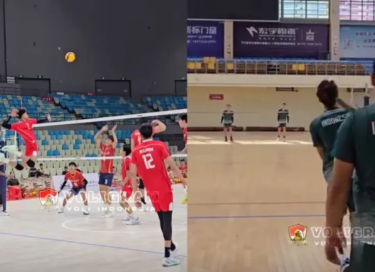 Potret Timnas Voli Indonesia saat sedang berlatih persiapan SEA Games 2025. (Sumber: Instagram/vollygram)