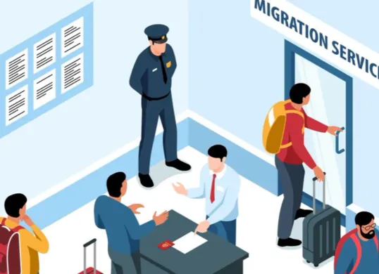 Ilustrasi layanan imigrasi menjelang Nataru. (Sumber: Freepik/Macrovector)