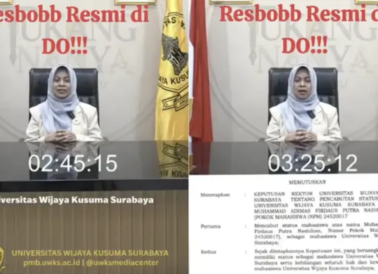 Rektor UWKS buka suara soal pemberhentian Resbob yang langgar kode etik kampus karena konten bernuansa SARA dan tidak mengikuti perkuliahan. (Sumber: X/@KangManto123)