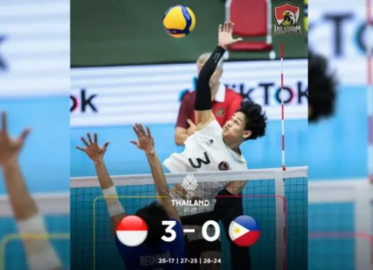 Tim voli putra Indonesia juara Grup B SEA Games 2025 setelah menaklukkan Filipina 3-0! (Sumber: Instagram/@voligram)